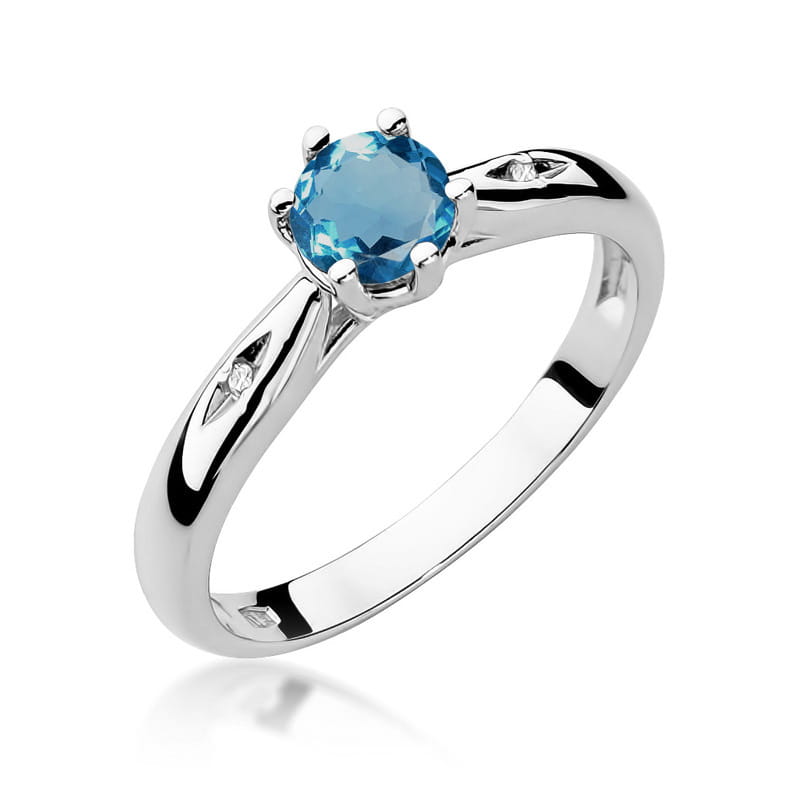 Pierścionek Topaz London Blue 0,50ct białe złoto 1 Pierścionek W074 Topaz London Blue 0