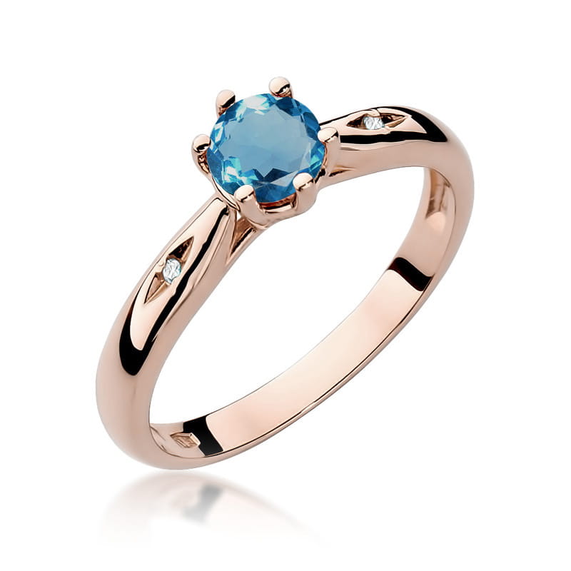 Pierścionek Topaz London Blue 0,50ct różowe złoto 1 Pierścionek W074 Topaz London Blue 0