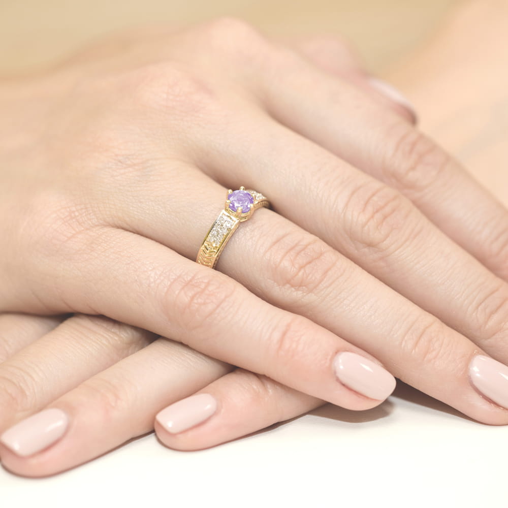 Pierścionek Ametyst 0,50ct żółte złoto 4 Pierścionek Ametyst 0,50ct żółte złoto - obrazek 4