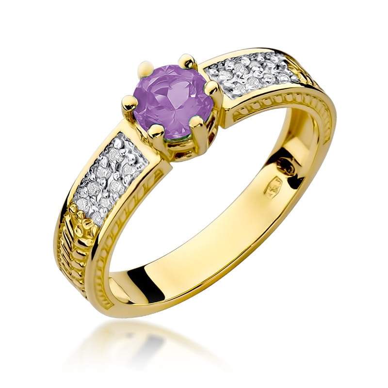Pierścionek Ametyst 0,50ct żółte złoto 1 Pierścionek W075 Ametyst 0