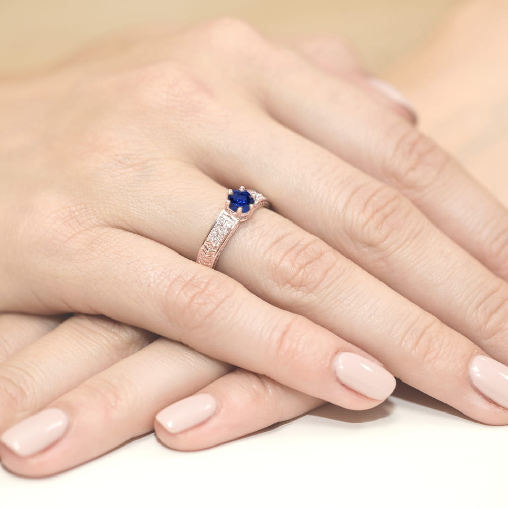 Pierścionek Szafir 0,50ct różowe złoto 4 Pierścionek Szafir 0,50ct różowe złoto - obrazek 4
