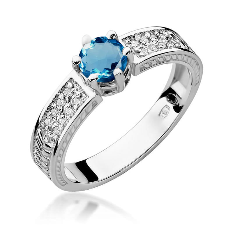 Pierścionek Topaz London Blue 0,50ct białe złoto 1 Pierścionek W075 Topaz London Blue 0