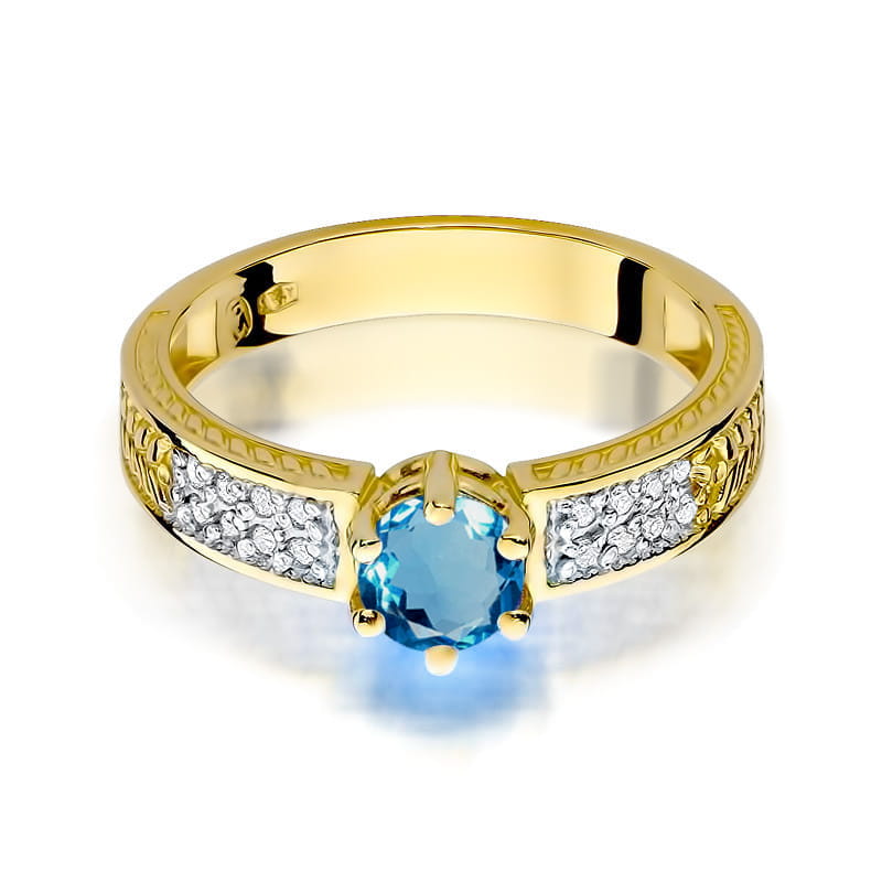 Pierścionek Topaz London Blue 0,50ct żółte złoto 2 50ct żółte złoto Jubiler Kraków BigDIAMOND
