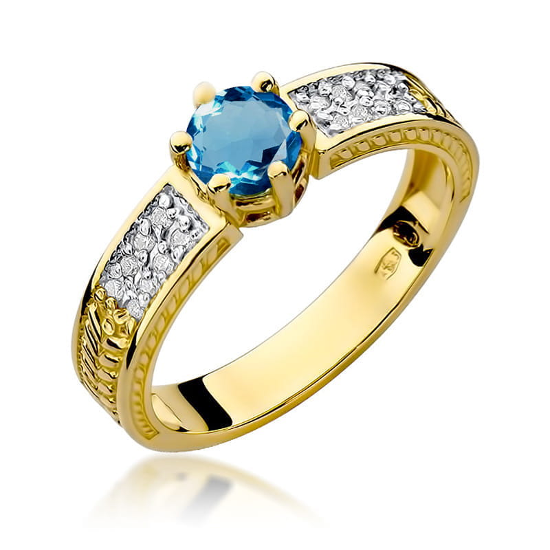 Pierścionek Topaz London Blue 0,50ct żółte złoto 1 Pierścionek W075 Topaz London Blue 0