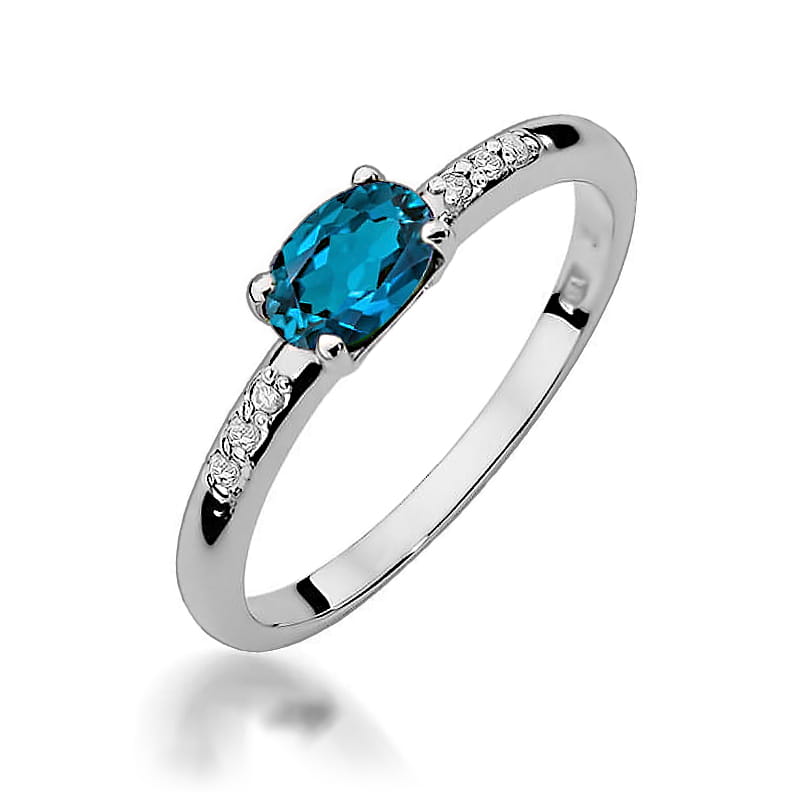 Pierścionek Topaz London Blue 0,50ct białe złoto 1 Pierścionek W077 Topaz London Blue 0