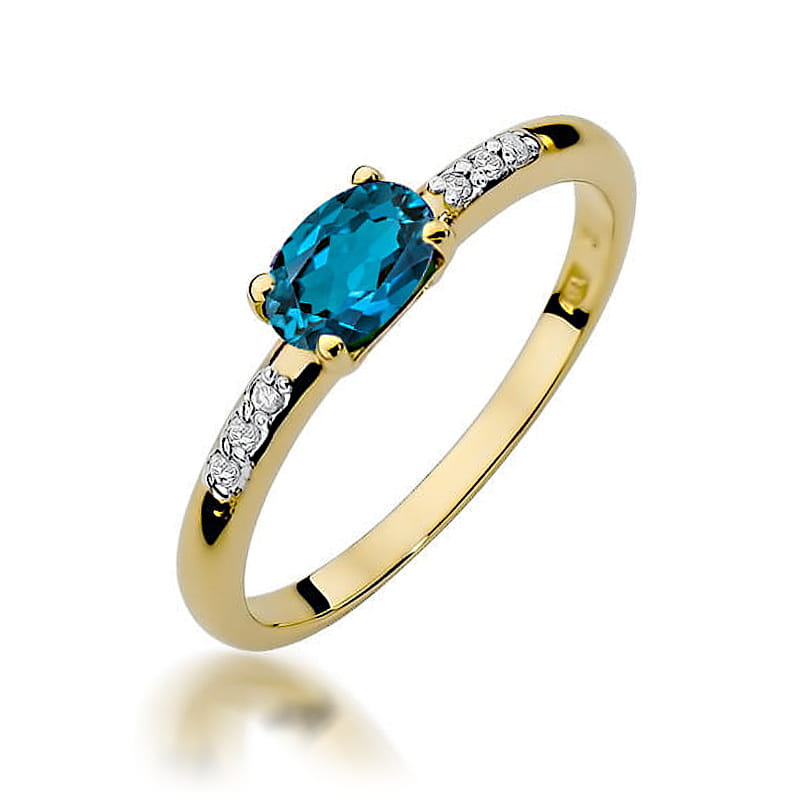 Pierścionek Topaz London Blue 0,50ct żółte złoto 1 Pierścionek W077 Topaz London Blue 0