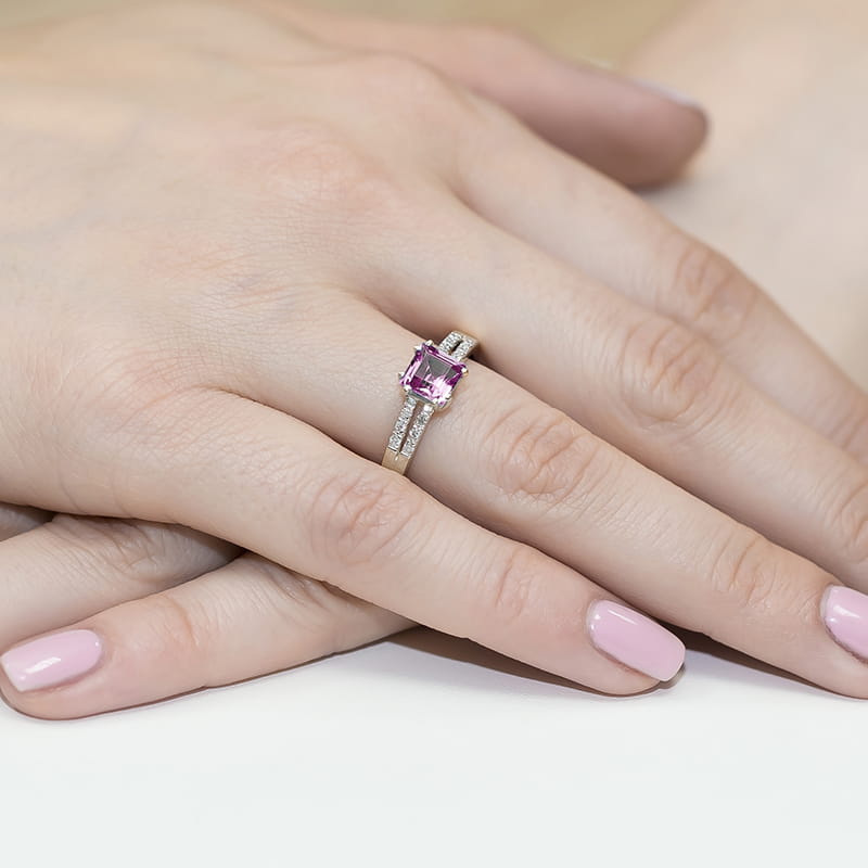 Pierścionek Różowy Topaz 1,10ct białe złoto 4 Pierścionek Różowy Topaz 1,10ct białe złoto - obrazek 4