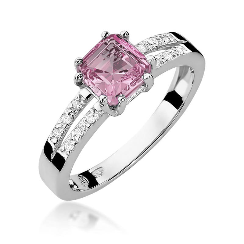 Pierścionek Różowy Topaz 1,10ct białe złoto 1 Pierścionek W079 Różowy Topaz 1