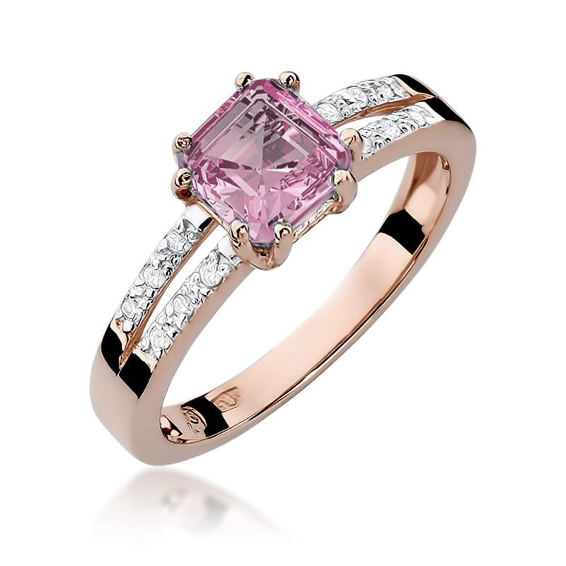 Pierścionek Różowy Topaz 1,10ct różowe złoto 1 Pierścionek W079 Różowy Topaz 1
