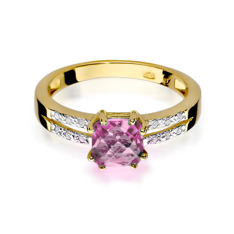 Pierścionek Różowy Topaz 1,10ct żółte złoto 2 10ct żółte złoto Jubiler Kraków BigDIAMOND