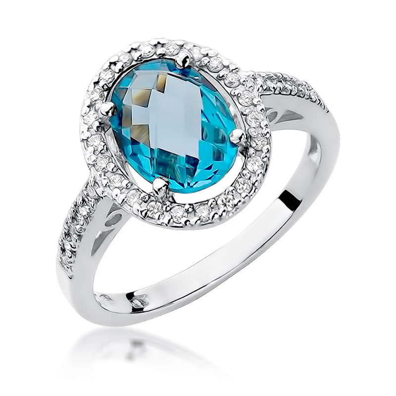 Pierścionek Topaz 1,70ct białe złoto 1 Pierścionek W080 Topaz 1
