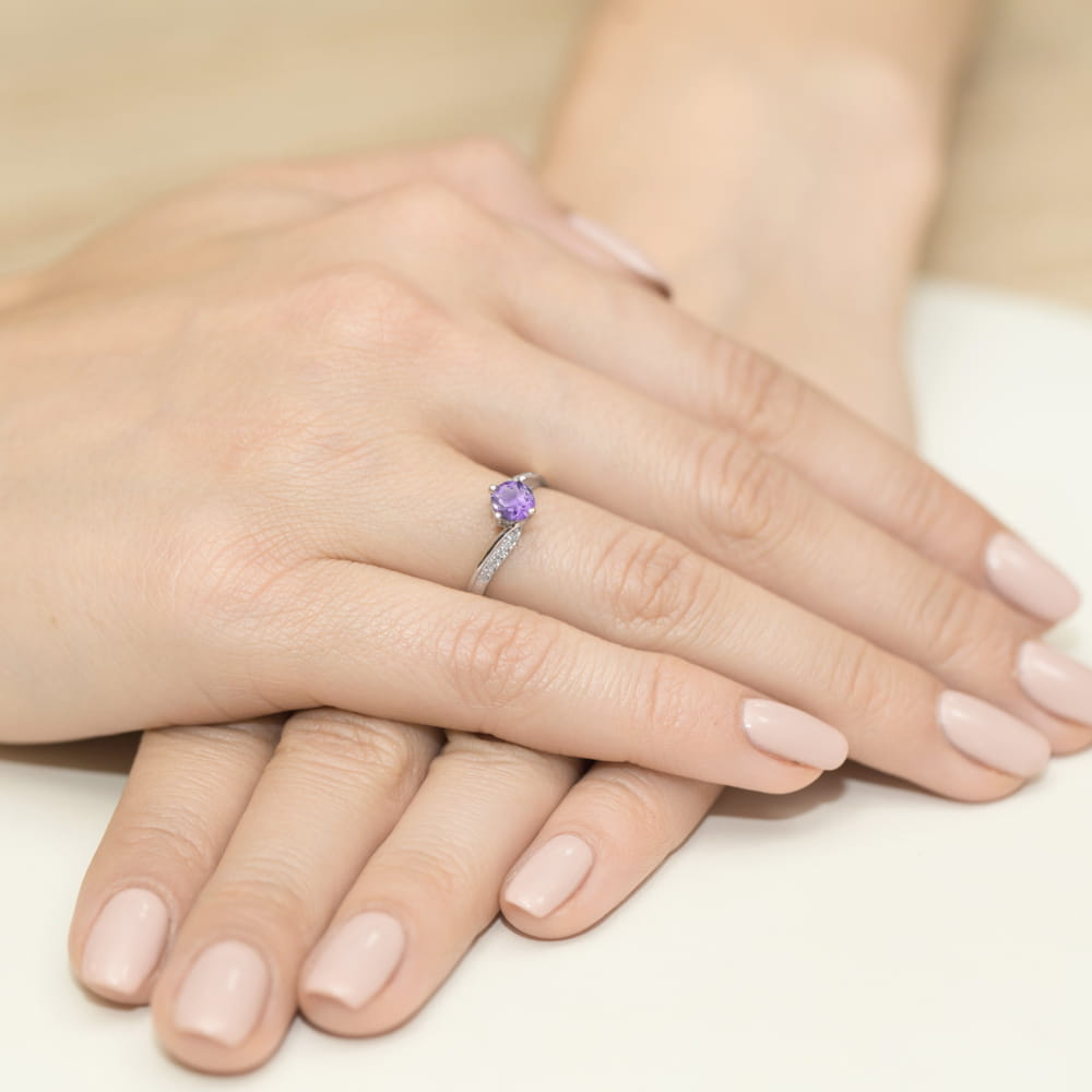 Pierścionek Ametyst 0,50ct białe złoto 4 Pierścionek Ametyst 0,50ct białe złoto - obrazek 4