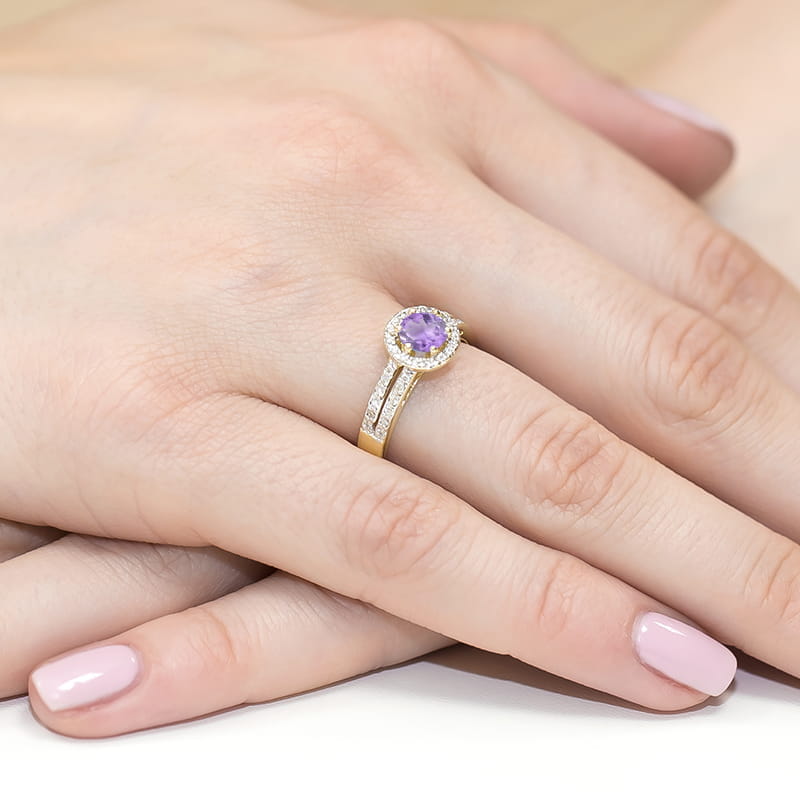 Pierścionek Ametyst 0,50ct żółte złoto 4 Pierścionek Ametyst 0,50ct żółte złoto - obrazek 4