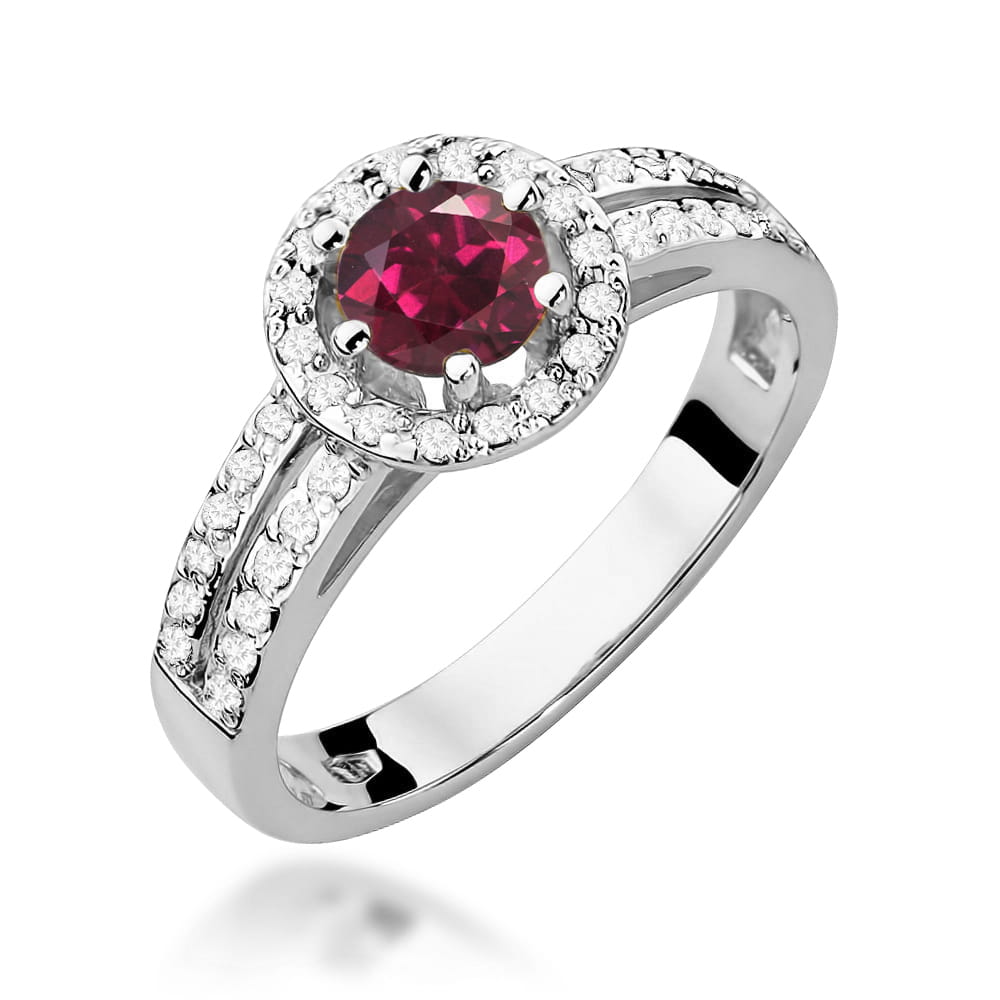 Pierścionek Rodolit 0,60ct białe złoto 1 Pierścionek W087 Rodolit 0