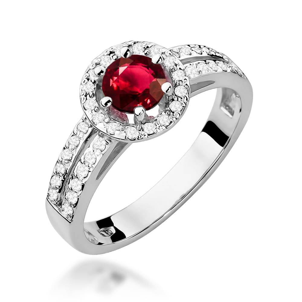 Pierścionek Rubin 0,60ct białe złoto 1 Pierścionek W087 Rubin 0