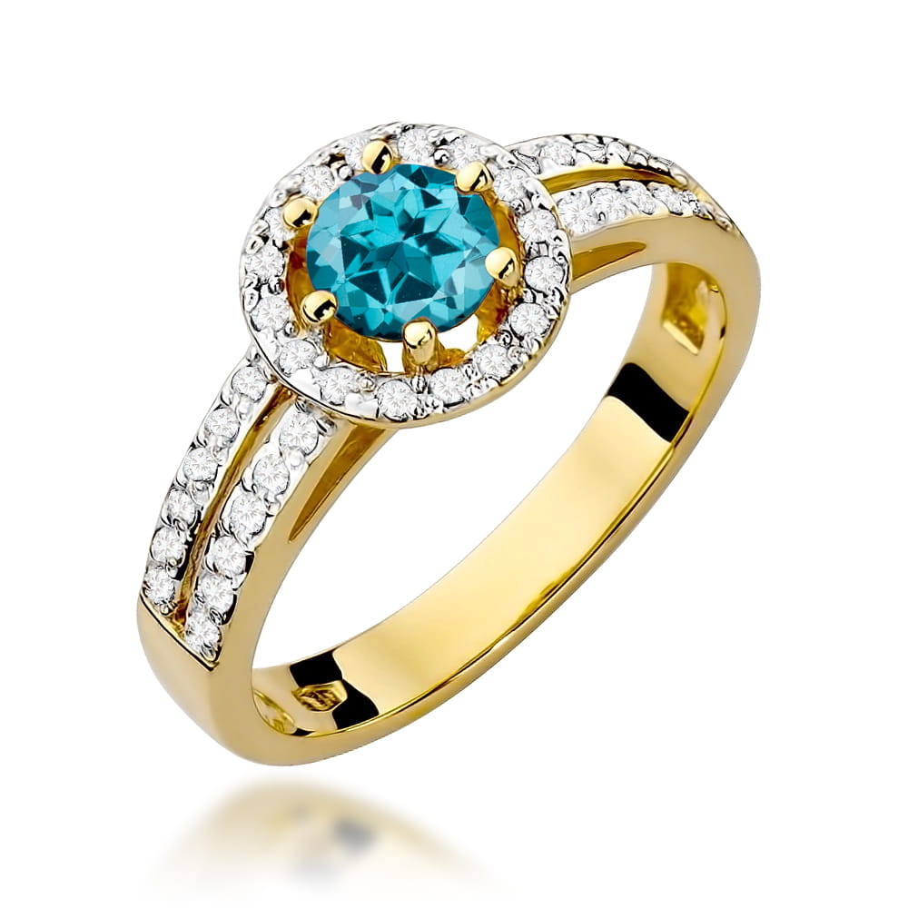 Pierścionek Topaz London Blue 0,50ct żółte złoto 1 Pierścionek W087 Topaz London Blue 0