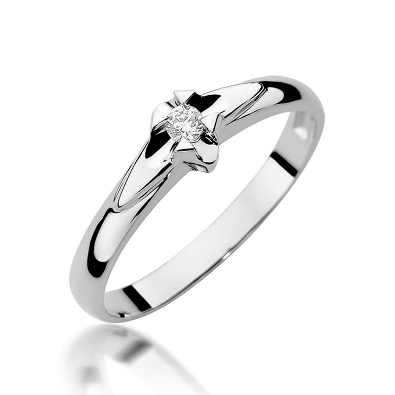 Pierścionek Bryltany 0,05ct białe złoto 1 Pierścionek W088 Bryltany 0