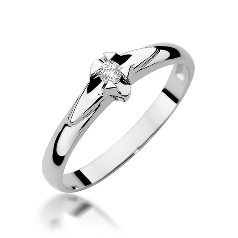 Pierścionek Diament 0,04ct białe złoto 1 Pierścionek W088 Diament 0