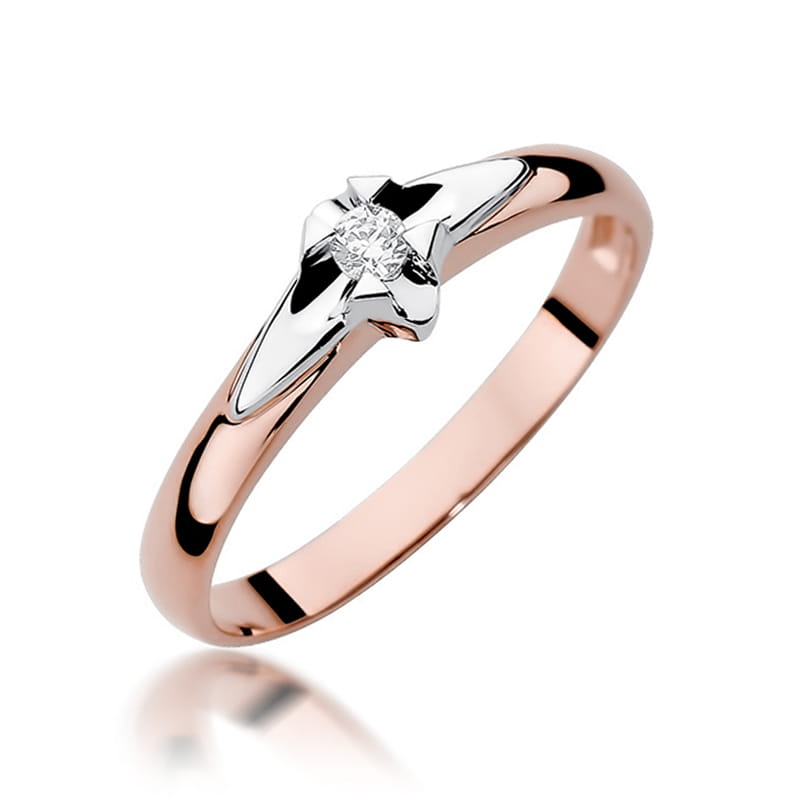 Pierścionek Diament 0,05ct różowe złoto 1 Pierścionek W088 Diament 0