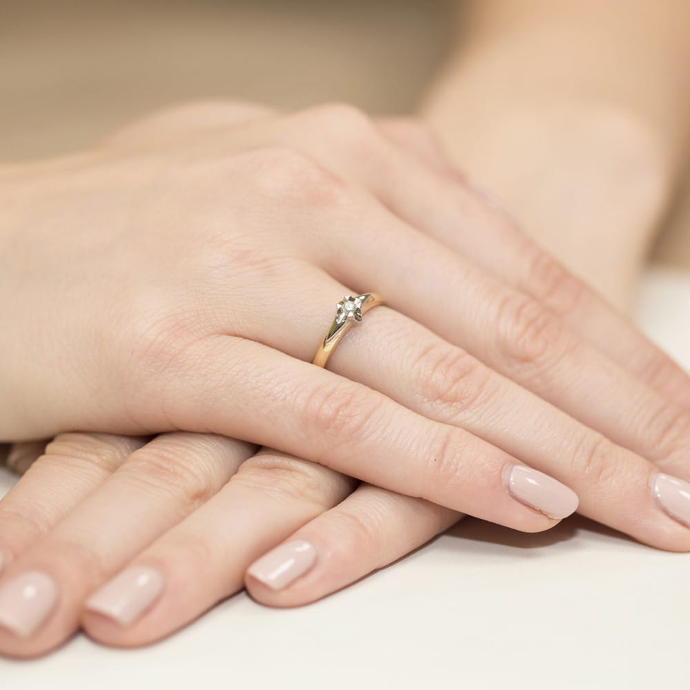 Pierścionek Diament 0,05ct żółte złoto 4 Pierścionek Diament 0,05ct żółte złoto - obrazek 4