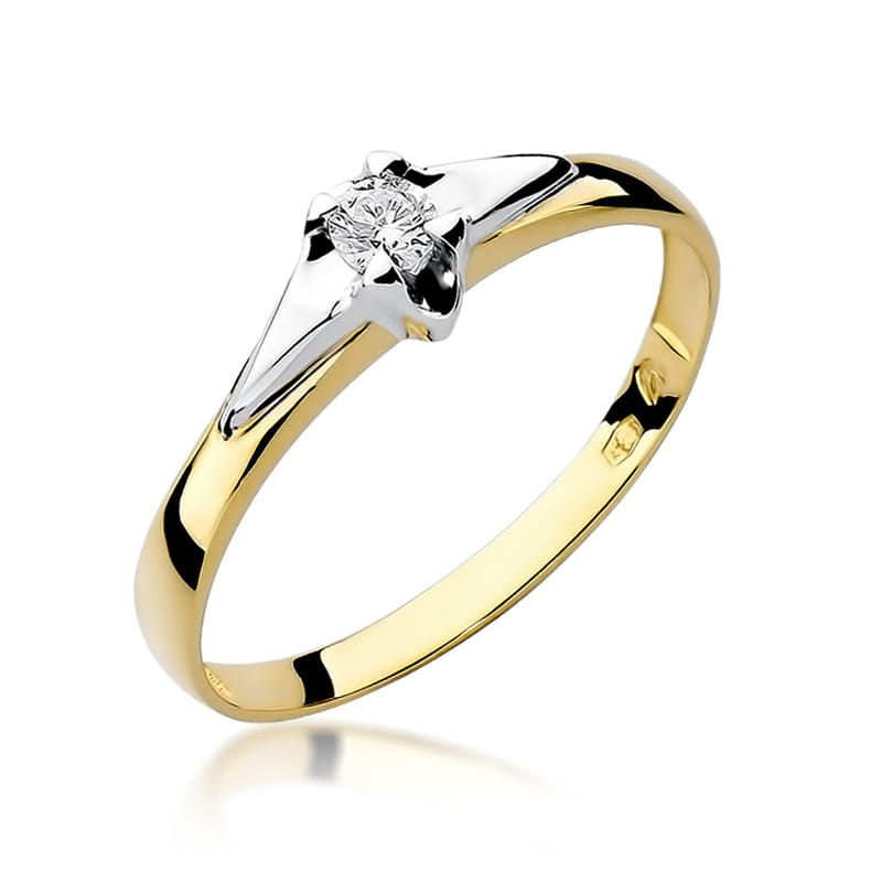 Pierścionek Diament 0,08ct żółte złoto 1 Pierścionek W088 Diament 0