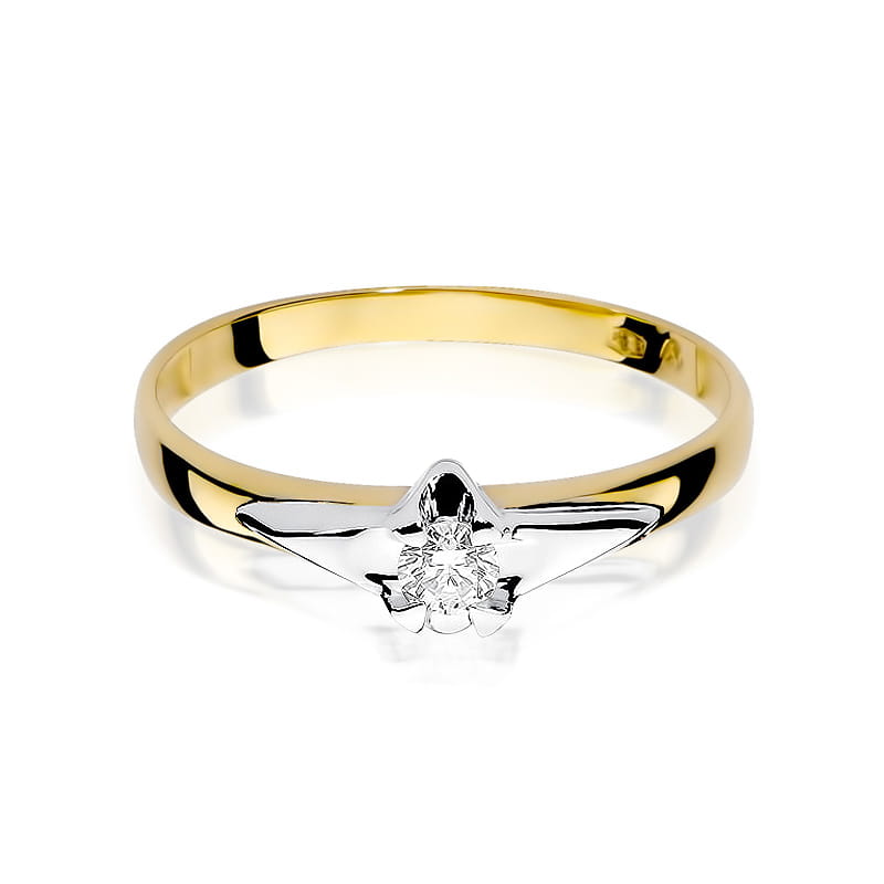 Pierścionek Diament 0,12ct żółte złoto 2 12ct żółte złoto Jubiler Kraków BigDIAMOND