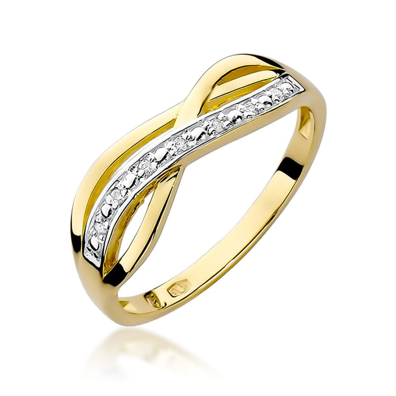 Pierścionek z diamentami żółte złoto 1 Pierścionek W090 z diamentami żółte złoto Jubiler Kraków BigDIAMOND