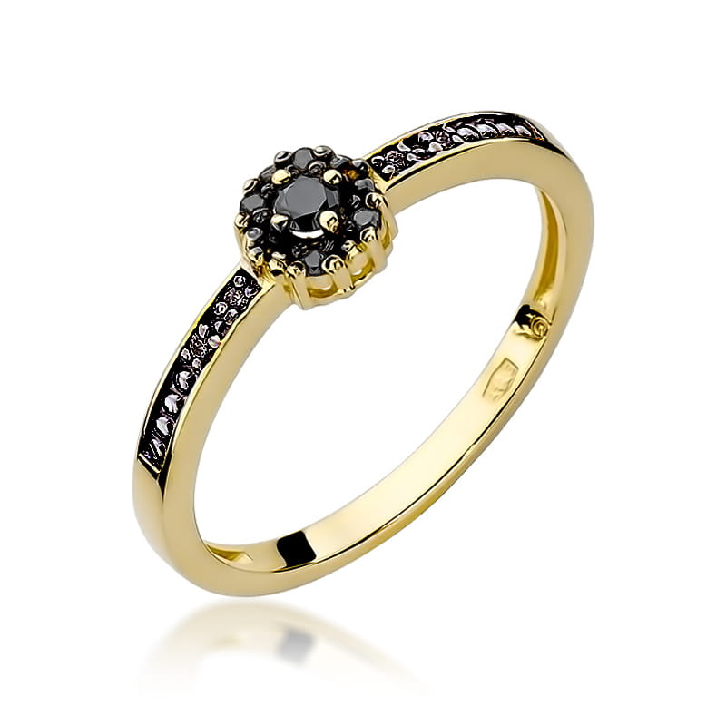 Pierścionek Czarny Diament 0,02ct żółte złoto 1 Pierścionek W091 Czarny Diament 0