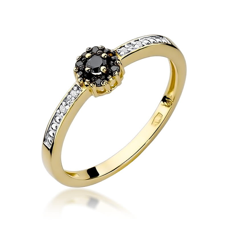 Pierścionek Czarny Diament 0,02ct żółte złoto 1 Pierścionek W091 Czarny Diament 0