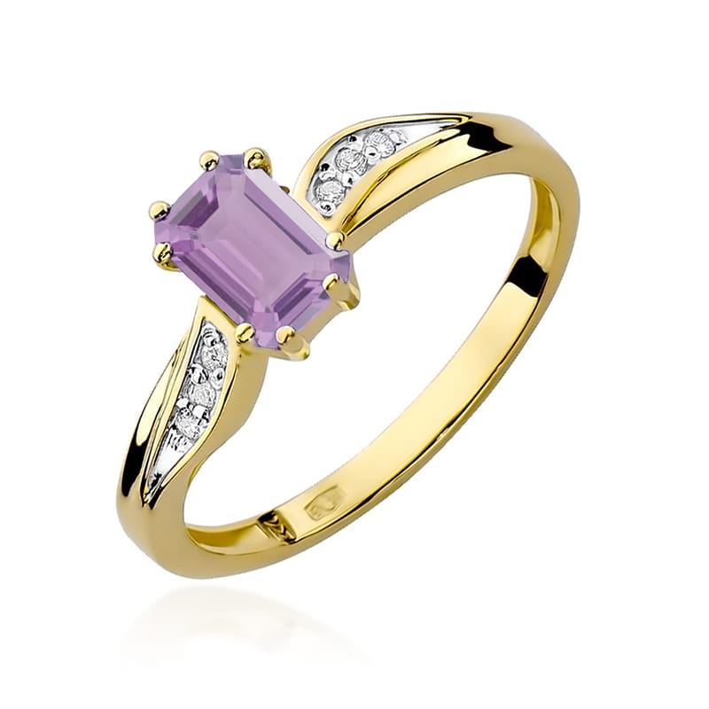 Pierścionek Ametyst 0,50ct żółte złoto 1 Pierścionek W094 Ametyst 0