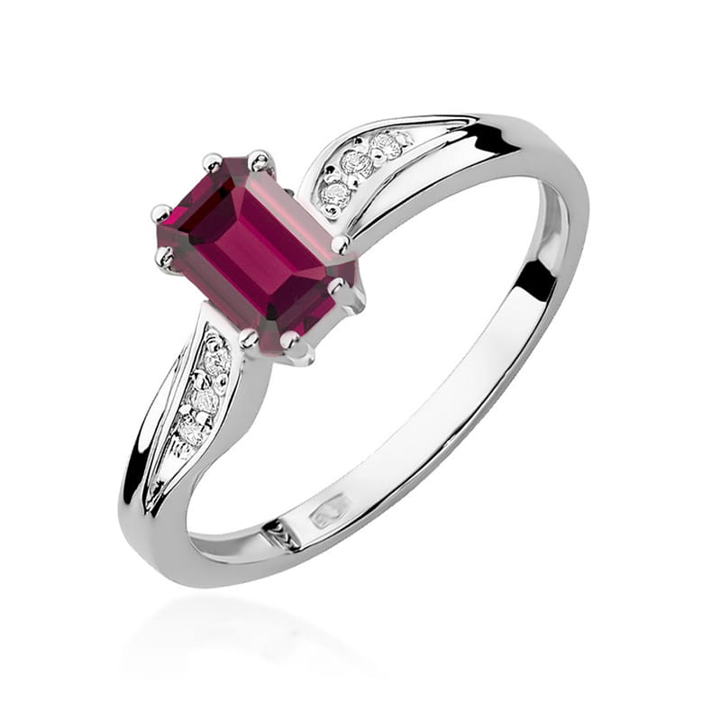 Pierścionek Granat 0,70ct białe złoto 1 Pierścionek W094 Granat 0