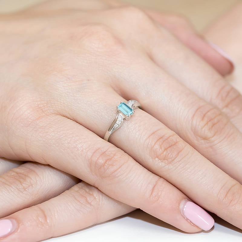 Pierścionek Topaz 0,65ct białe złoto 4 Pierścionek Topaz 0,65ct białe złoto - obrazek 4