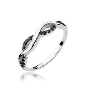 Pierścionek W096 z czarnymi diamentami białe złoto Jubiler Kraków BigDIAMOND