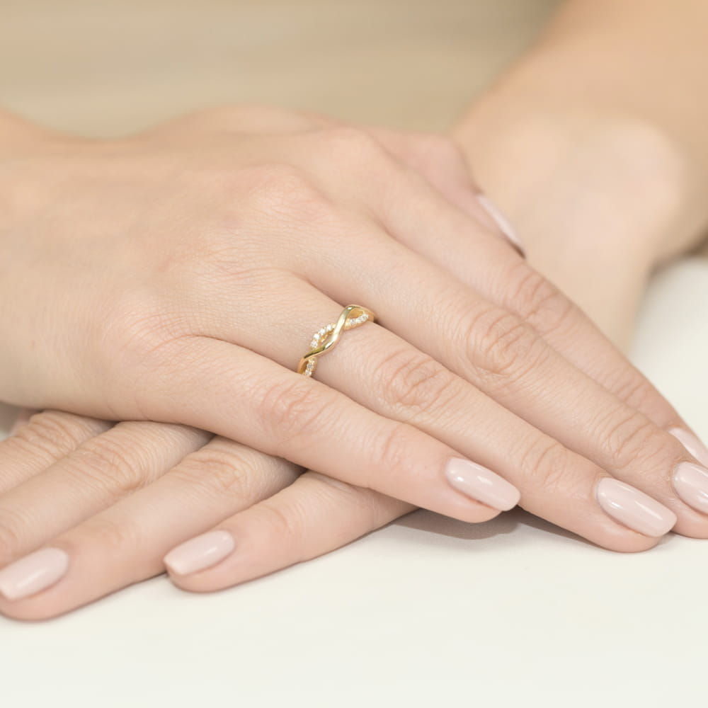 Pierścionek z diamentami żółte złoto 4 Pierścionek z diamentami żółte złoto - obrazek 4
