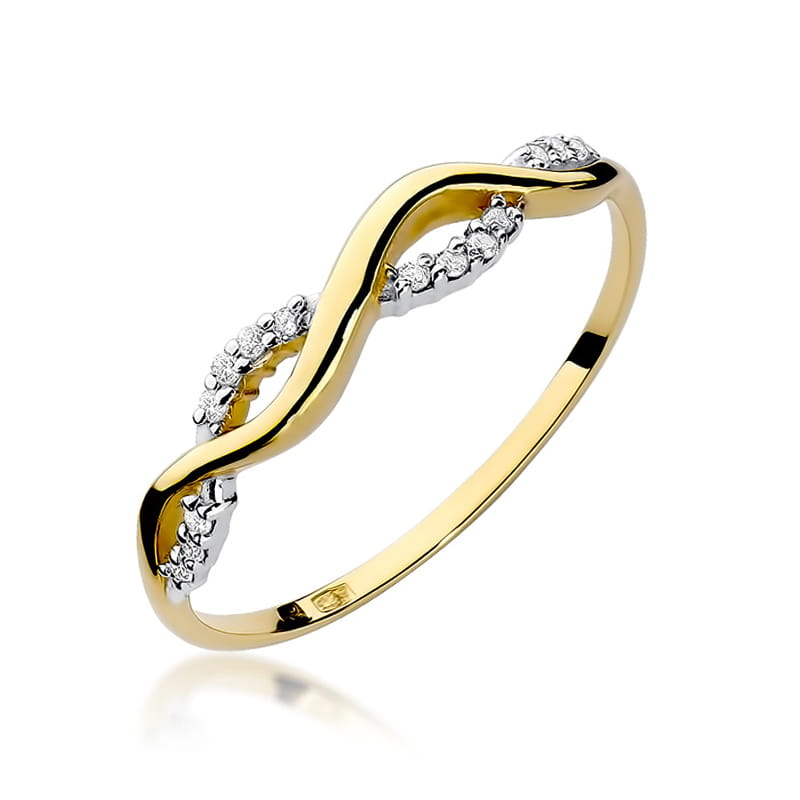 Pierścionek z diamentami żółte złoto 1 Pierścionek W096 z diamentami żółte złoto Jubiler Kraków BigDIAMOND