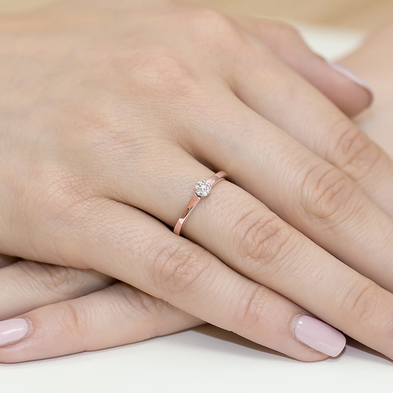 Pierścionek z diamentami różowe złoto 4 Pierścionek z diamentami różowe złoto - obrazek 4
