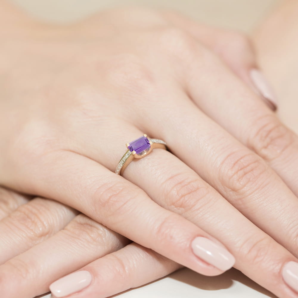 Pierścionek Ametyst 0,60ct żółte złoto 4 Pierścionek Ametyst 0,60ct żółte złoto - obrazek 4