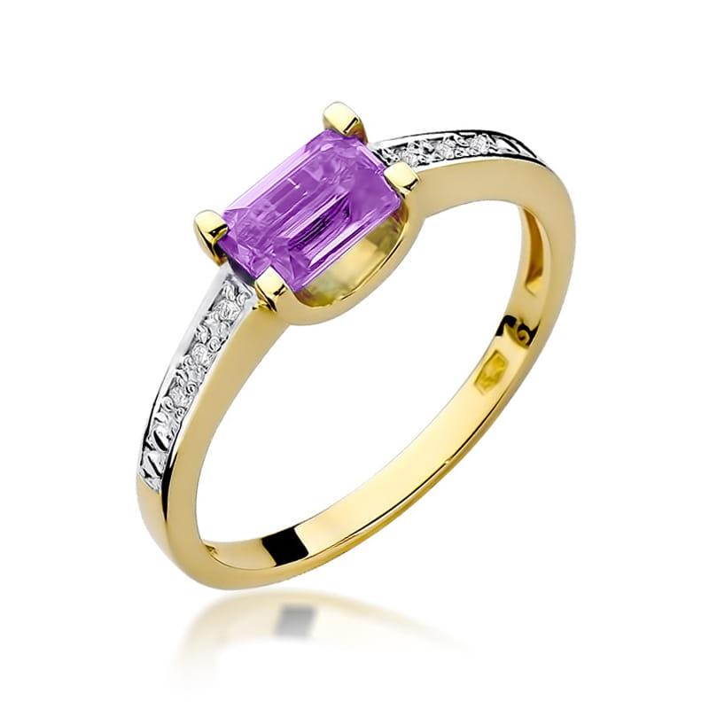 Pierścionek Ametyst 0,60ct żółte złoto 1 Pierścionek W105 Ametyst 0