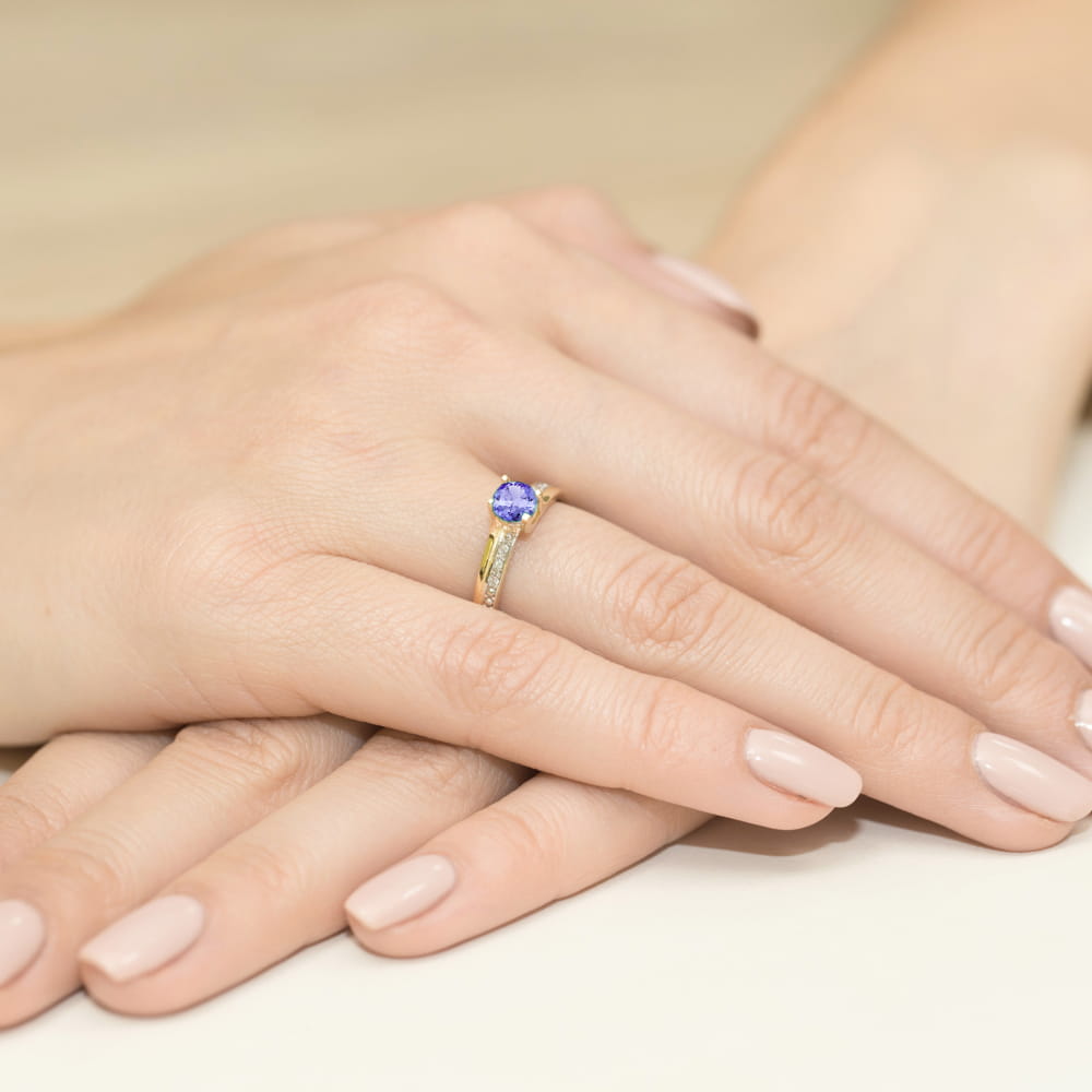 Pierścionek Tanzanit 0,50ct żółte złoto 4 Pierścionek Tanzanit 0,50ct żółte złoto - obrazek 4
