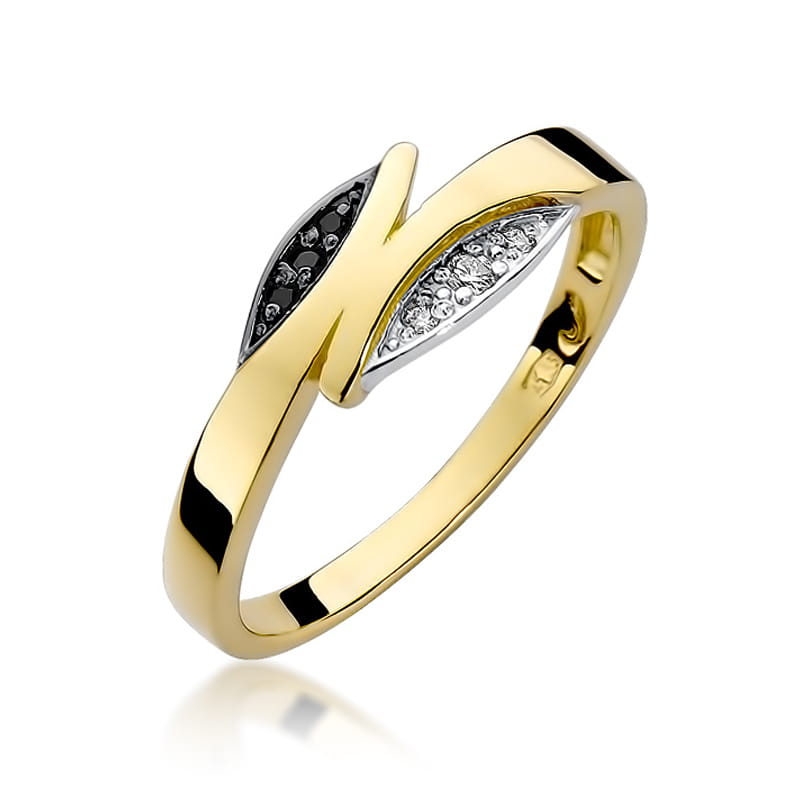 Pierścionek z czarnymi diamentami żółte złoto 1 Pierścionek W107 z czarnymi diamentami żółte złoto Jubiler Kraków BigDIAMOND