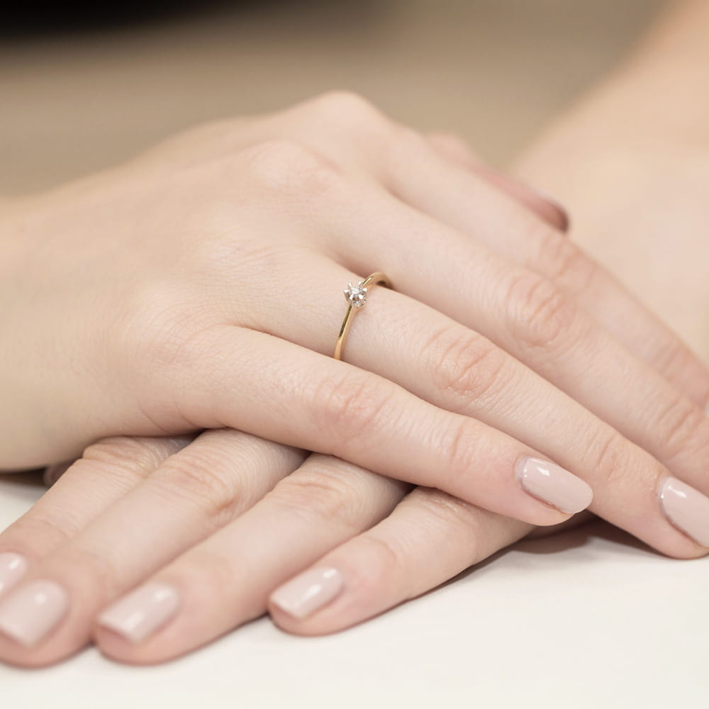Pierścionek Diament 0,04ct żółte złoto 4 Pierścionek Diament 0,04ct żółte złoto - obrazek 4