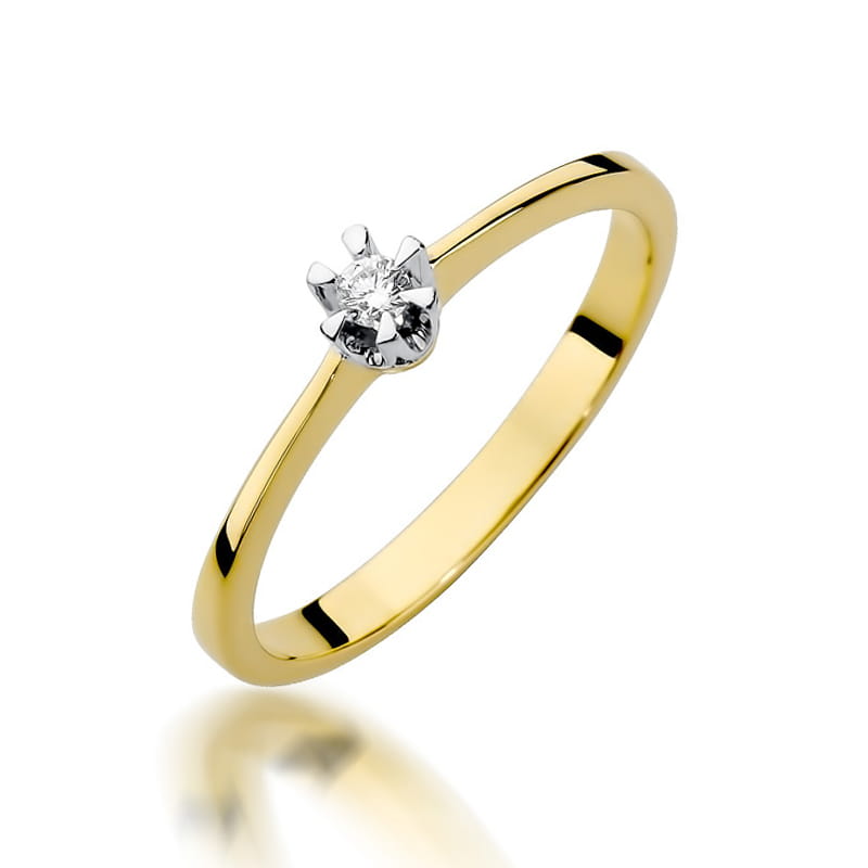 Pierścionek Diament 0,04ct żółte złoto 1 Pierścionek W111 Diament 0