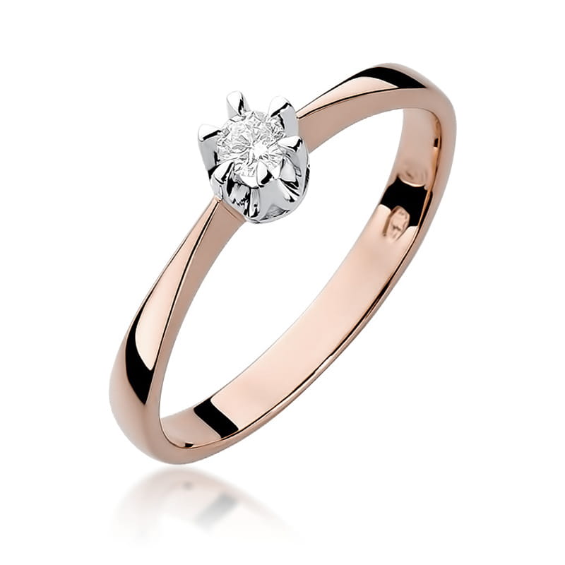 Pierścionek Diament 0,08ct różowe złoto 1 Pierścionek W111 Diament 0