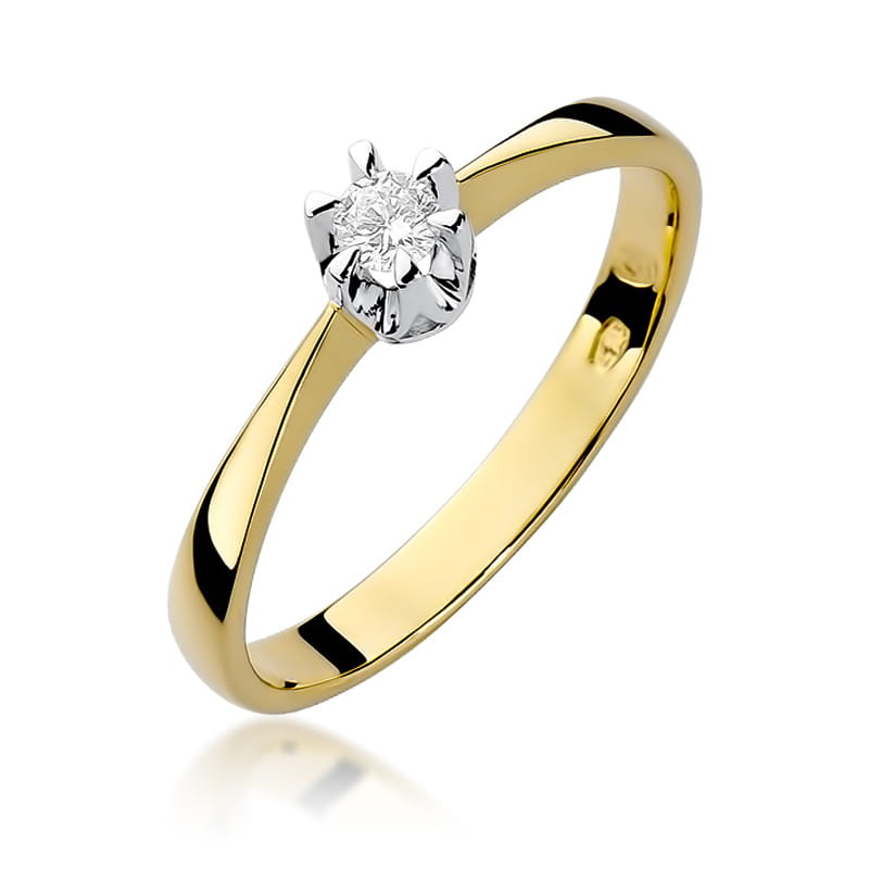 Pierścionek Diament 0,08ct żółte złoto 1 Pierścionek W111 Diament 0