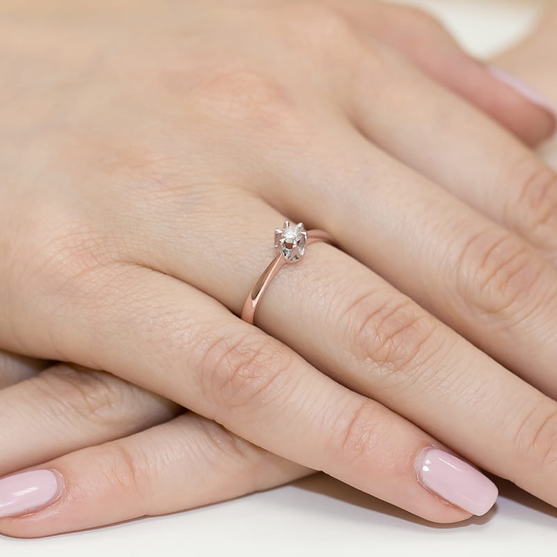 Pierścionek Diament 0,20ct różowe złoto 4 Pierścionek Diament 0,20ct różowe złoto - obrazek 4