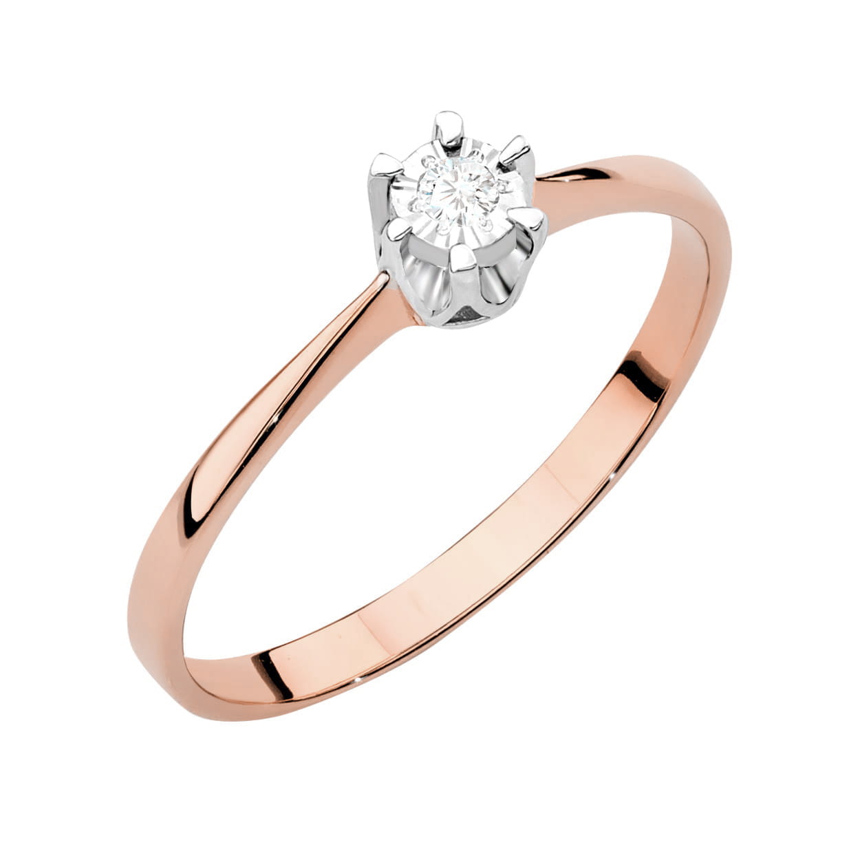 Pierścionek Diament 0,03ct różowe złoto 1 Pierścionek W111T Diament 0