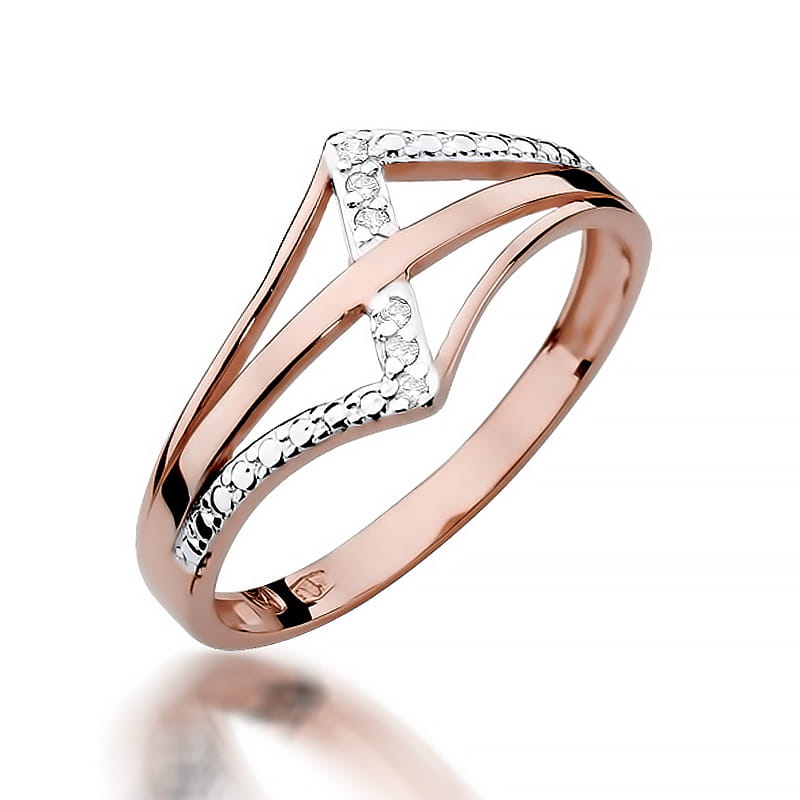 Pierścionek z diamentami różowe złoto 1 Pierścionek W114 z diamentami różowe złoto Jubiler Kraków BigDIAMOND