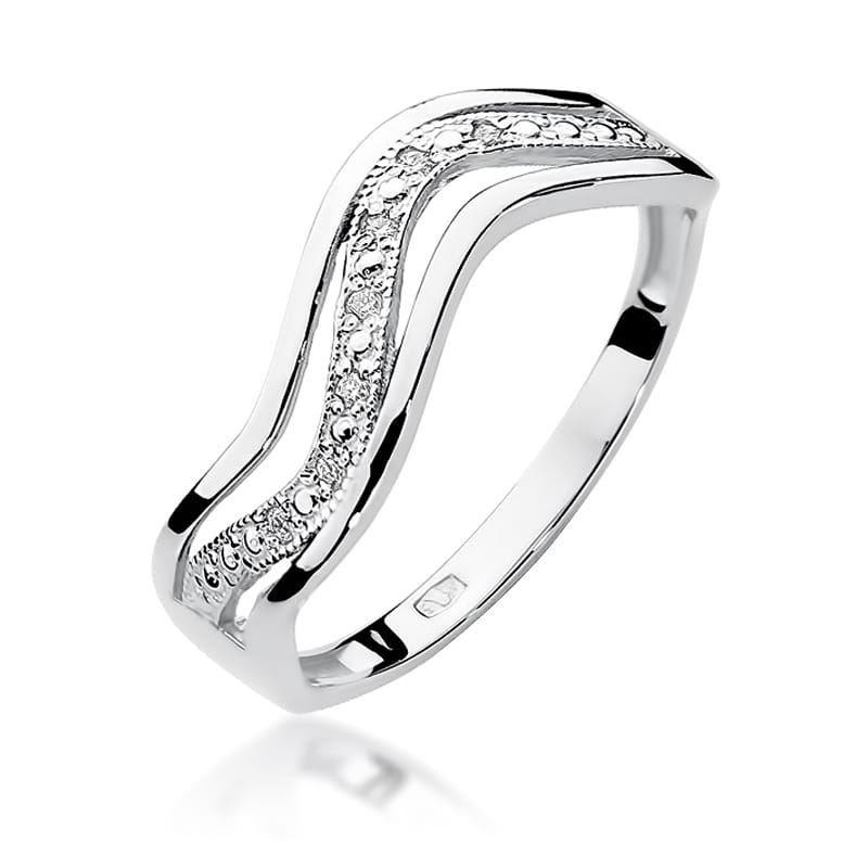 Pierścionek z diamentami białe złoto 1 Pierścionek W116 z diamentami białe złoto Jubiler Kraków BigDIAMOND