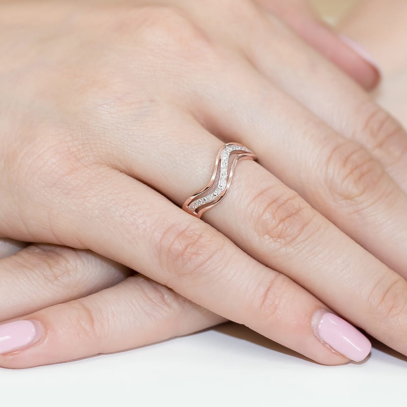 Pierścionek z diamentami różowe złoto 4 Pierścionek z diamentami różowe złoto - obrazek 4