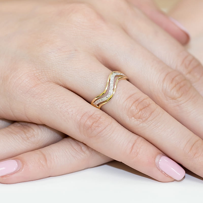Pierścionek z diamentami żółte złoto 4 Pierścionek z diamentami żółte złoto - obrazek 4